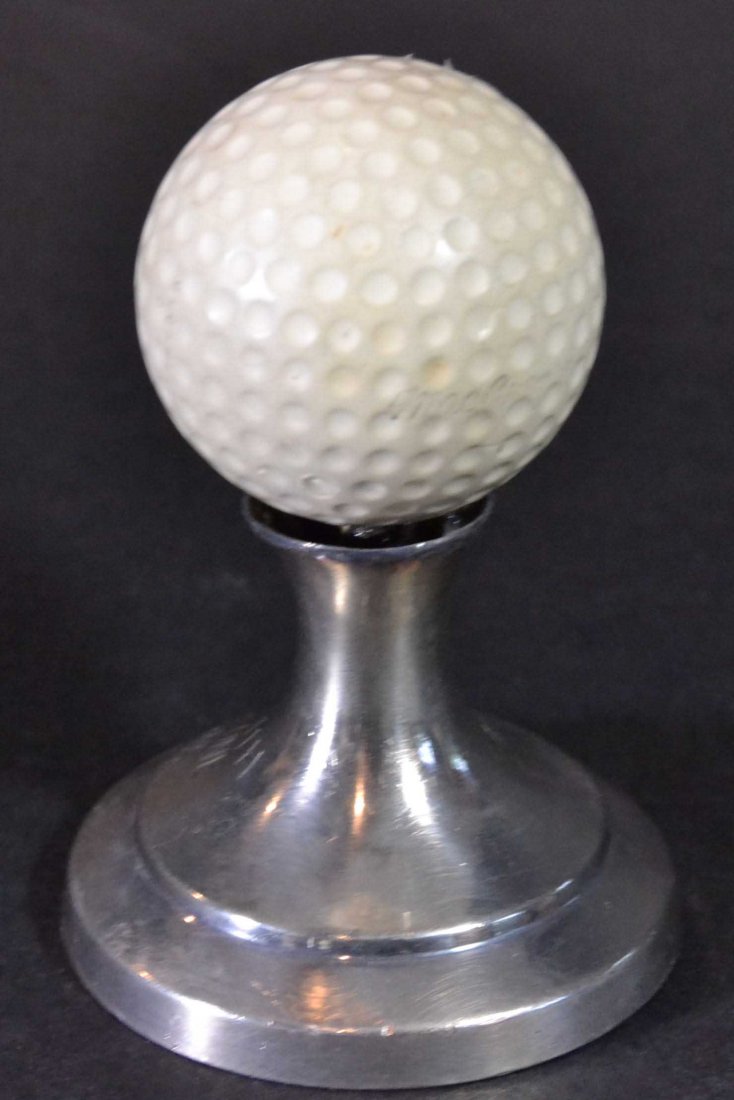 Golf, Hole-in-One Cup, 1934: Antique and Collectables Category: Sports Description: A golf trophy, for George Smith Hole-In-One July 13, 1934 Has a golf ball that reads Lew Worsham with a four leaf clover above it, on a pewter ba