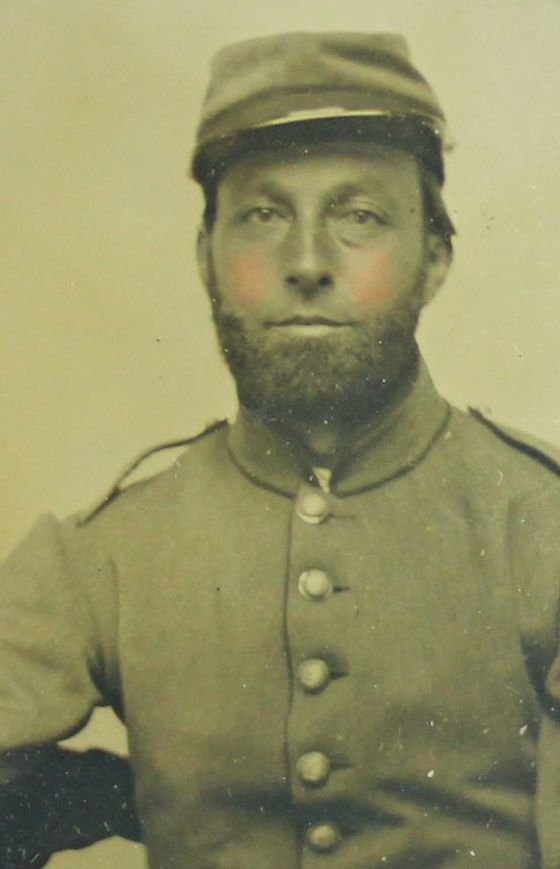 Ambrotype, Civil War, Ninth Plate: Antique and Collectables Category: Civil War Description: This portrait of a seated Civil War Union soldier was taken from the waist up and hand-colored to apply a pink flush to his cheeks. He wears a