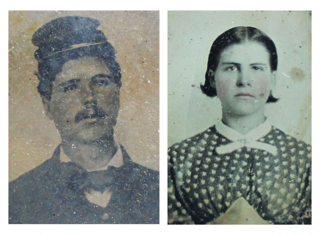 Ambrotype, Civil War, Man and Wife, Ninth Plate: Antique and Collectables Category: Photographia Description: This case contains two portraits: a man and a woman, presumably spouses. The woman is on the left with a blush added to her cheeks. The man