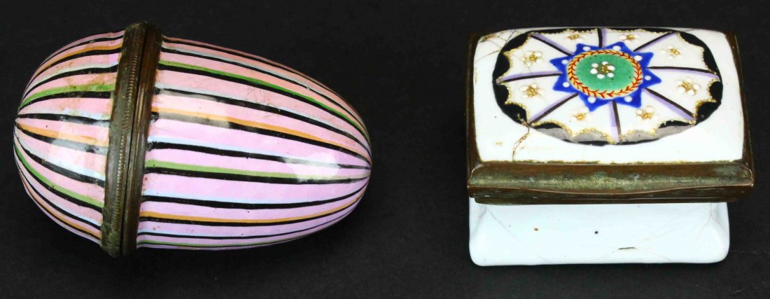 (2) Enamel Acorn Shaped Snuff Box & Patch Box (1 of 6)