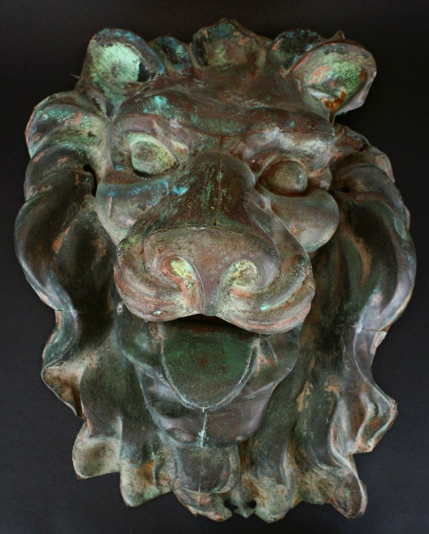 Patinated Copper Lion Head, C 1900 (1 of 4)