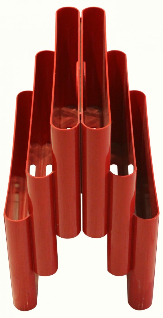 Red Plastic Magazine Rack, Kartell, c.1970 (1 of 7)