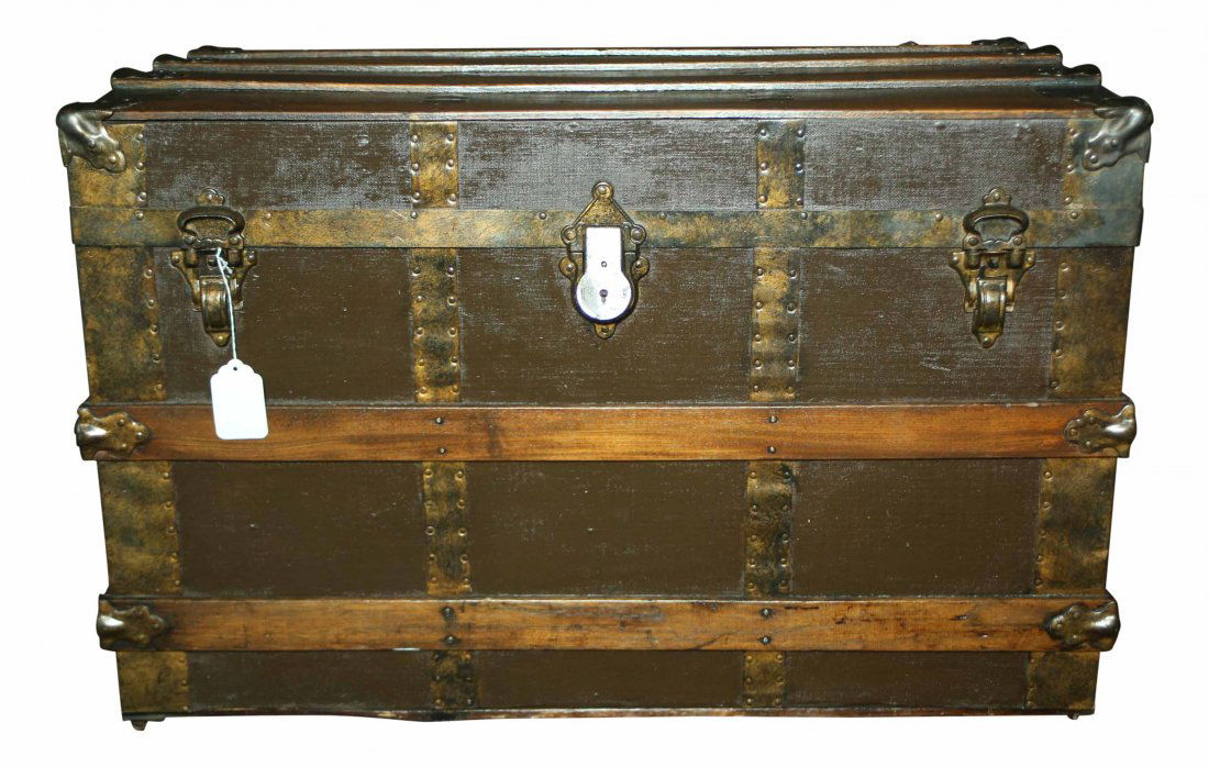 Trunk, Steamer, Oak & Brass Bound (1 of 6)