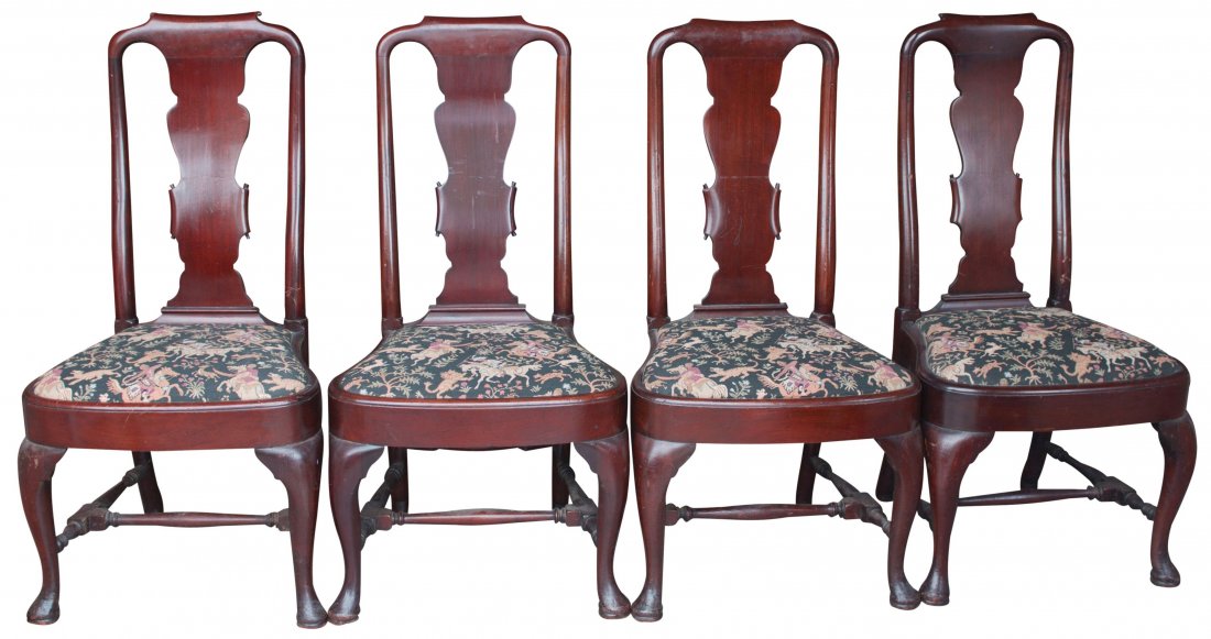 (4) Set Chairs Queen Anne, Early 19th C. (1 of 7)