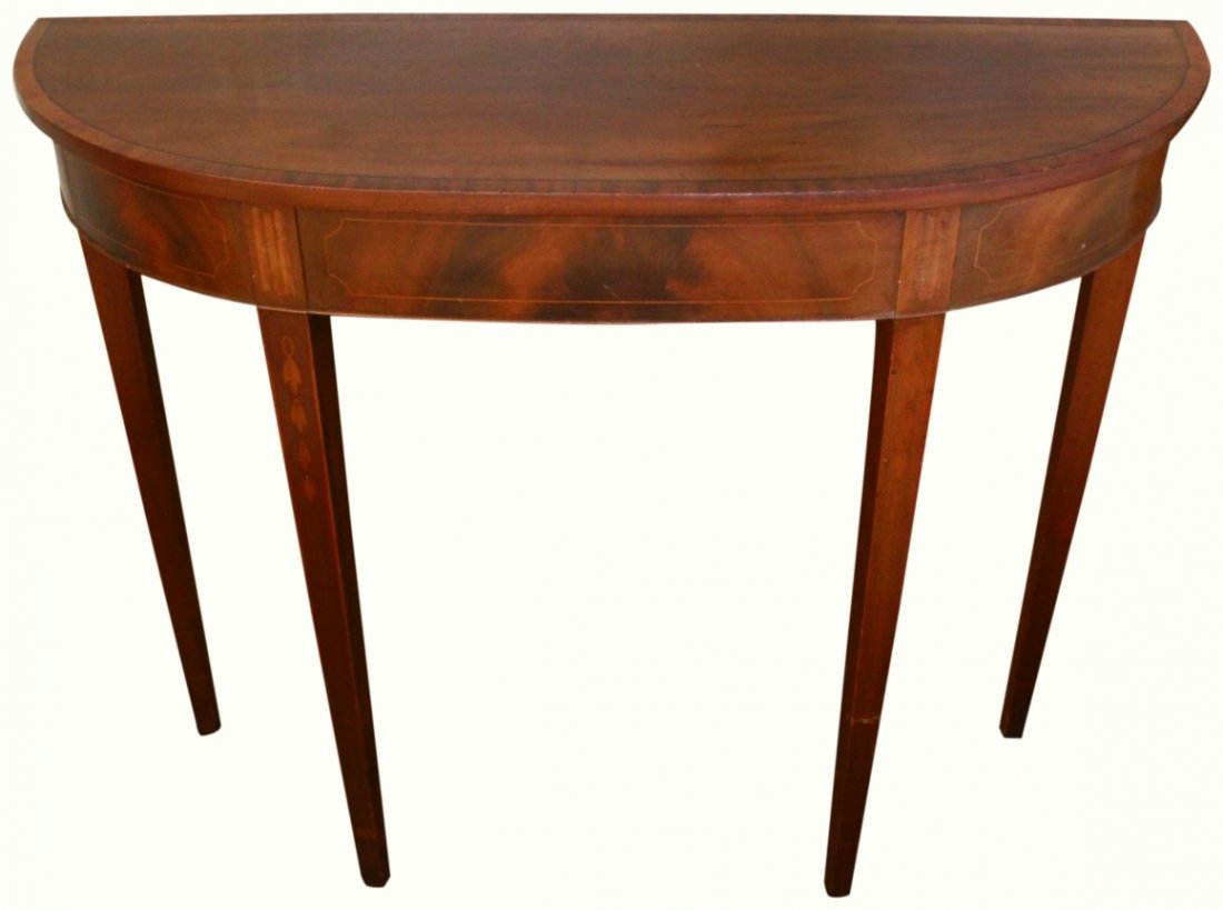 Hepplewhite Demilune Mahogany Console Table (1 of 7)