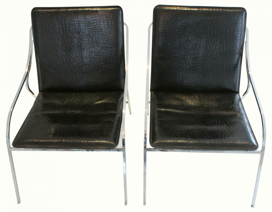 Pair Chairs Charles Ames, C. 1960 Faux Snake (1 of 6)