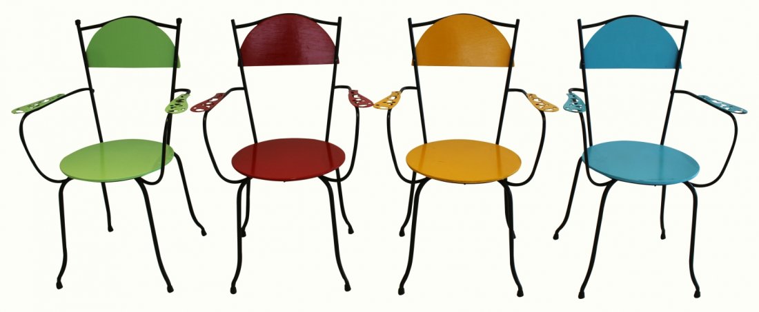 Four Chairs Iron Wood, 1950's French (1 of 9)