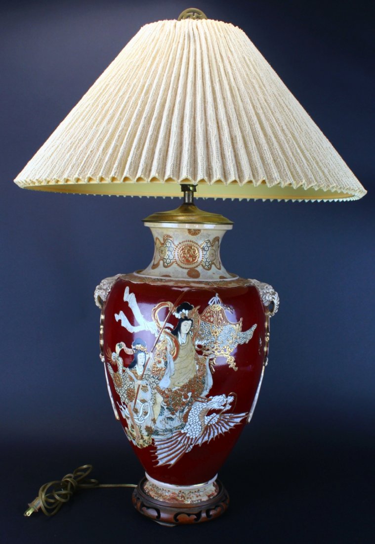 Lamp, Meiji Period, Satsuma Porcelain Vase C 1870 (1 of 10)