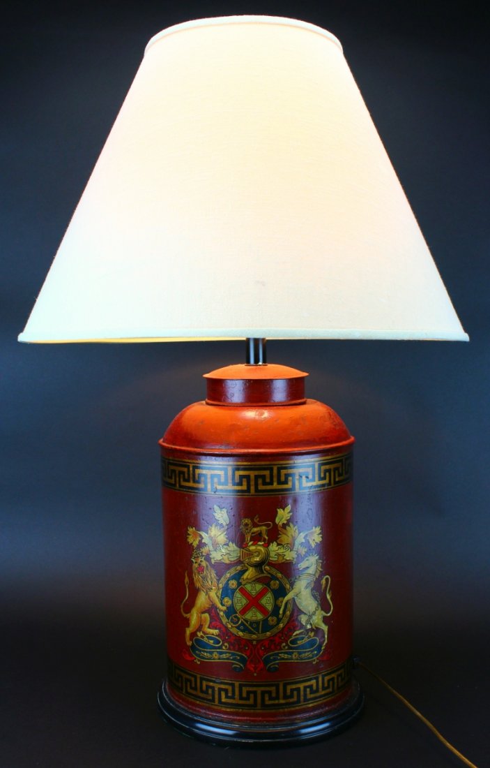 Lamp, Toleware, Paint Decorated, C. 1900 (1 of 8)