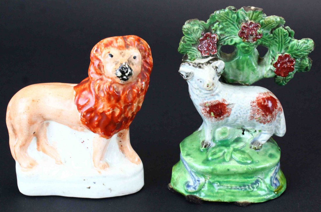 (2) Pcs. Staffordshire Ram & Lion (1 of 7)