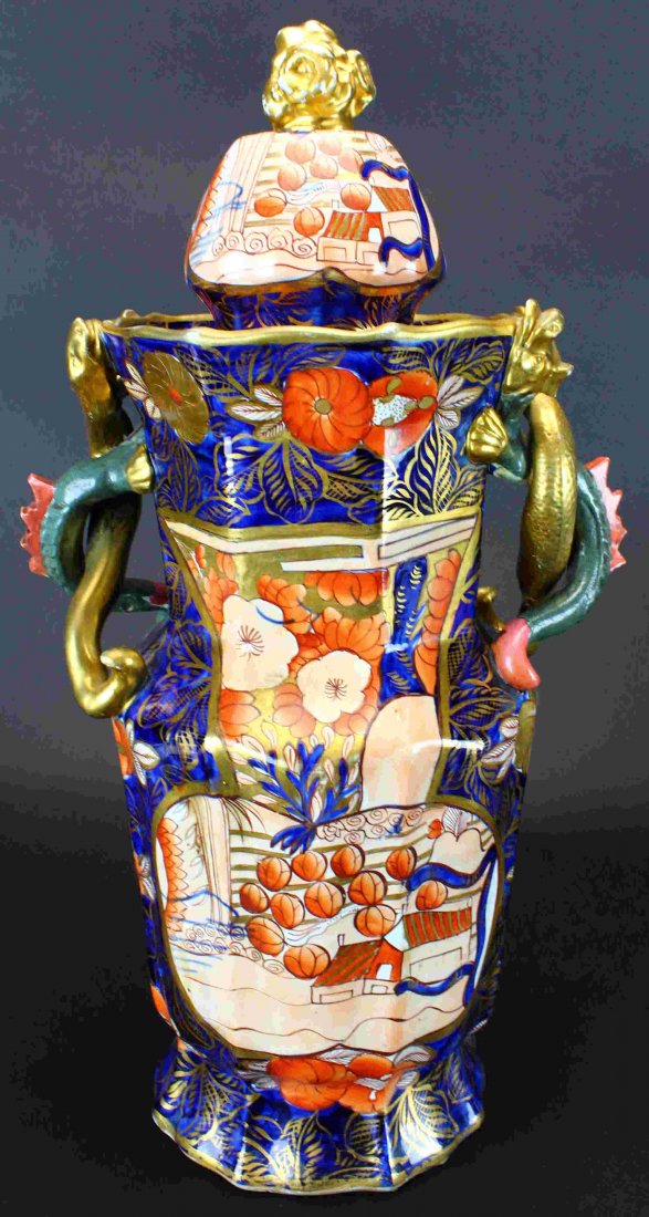 Mason's Covered Vase, Schoolhouse, C. 1820 (1 of 10)