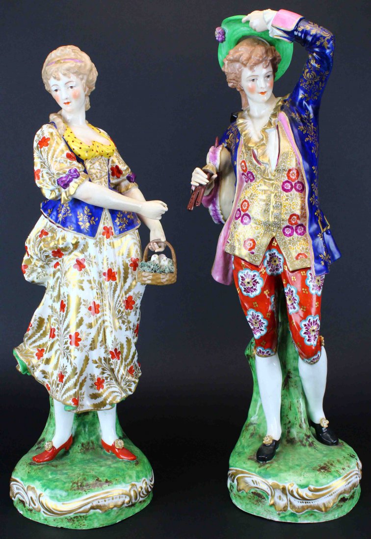 Pair Porcelain Figurines, 21" Tall (1 of 9)