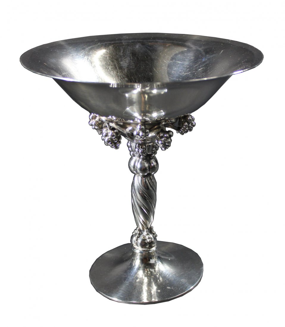 Jensen Silver Compote, Grape Pattern (1 of 5)