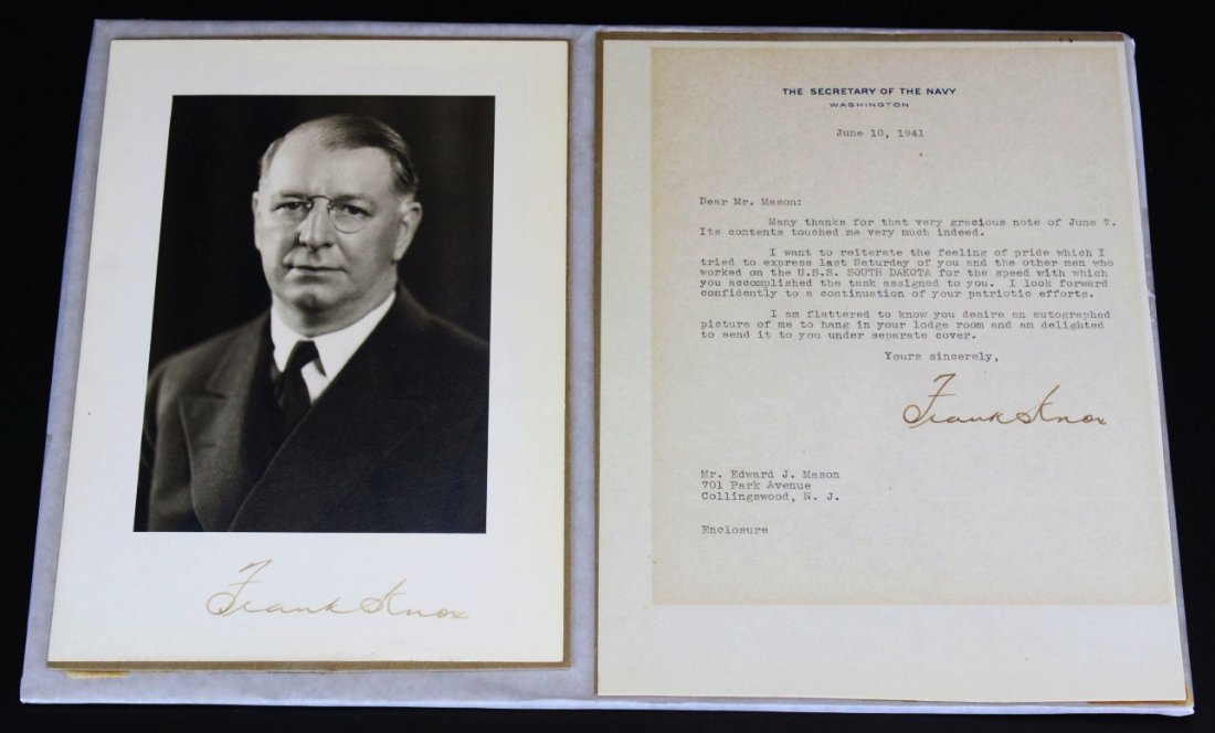 Frank Knox, Secretary of Navy, Autograph 1941 (1 of 4)