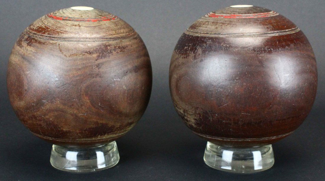 Pair Wood Bocce Balls or Lawn Bowls, c.1900 (1 of 6)