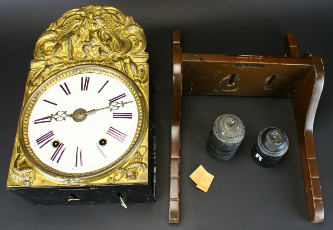 Tole Ware and Brass Wall Clock C. 1850 (1 of 10)