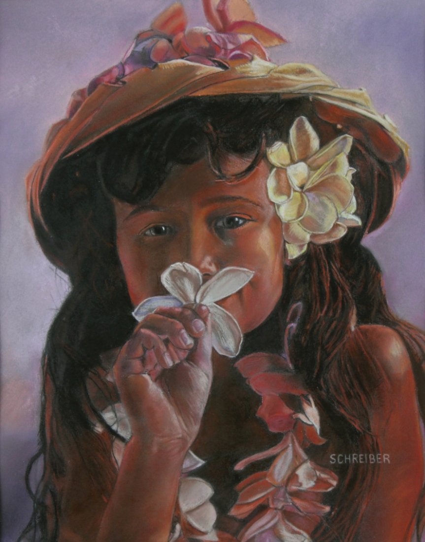 P/P, Hawaiian Girl w/Flower Herman Schreiber (1 of 5)