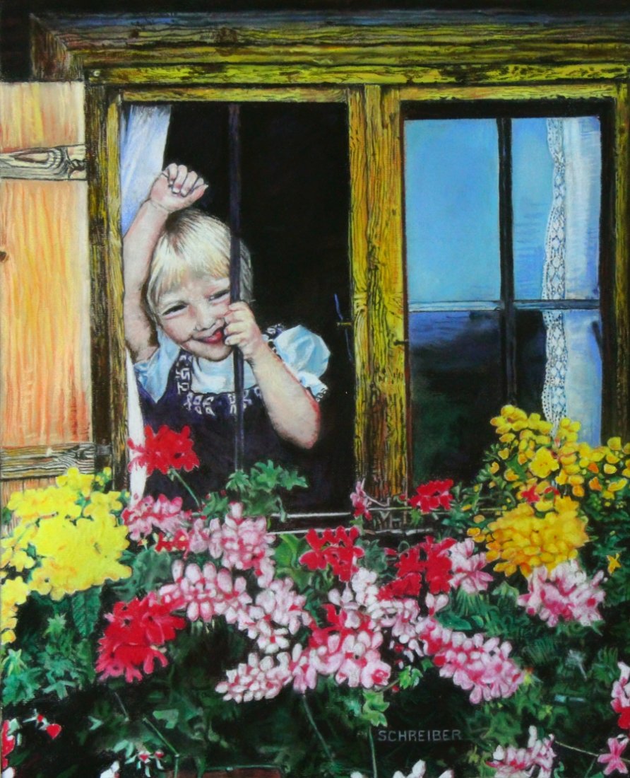 P/P 'Girl In Window w/Flowerbox' H.Schreiber (1 of 6)