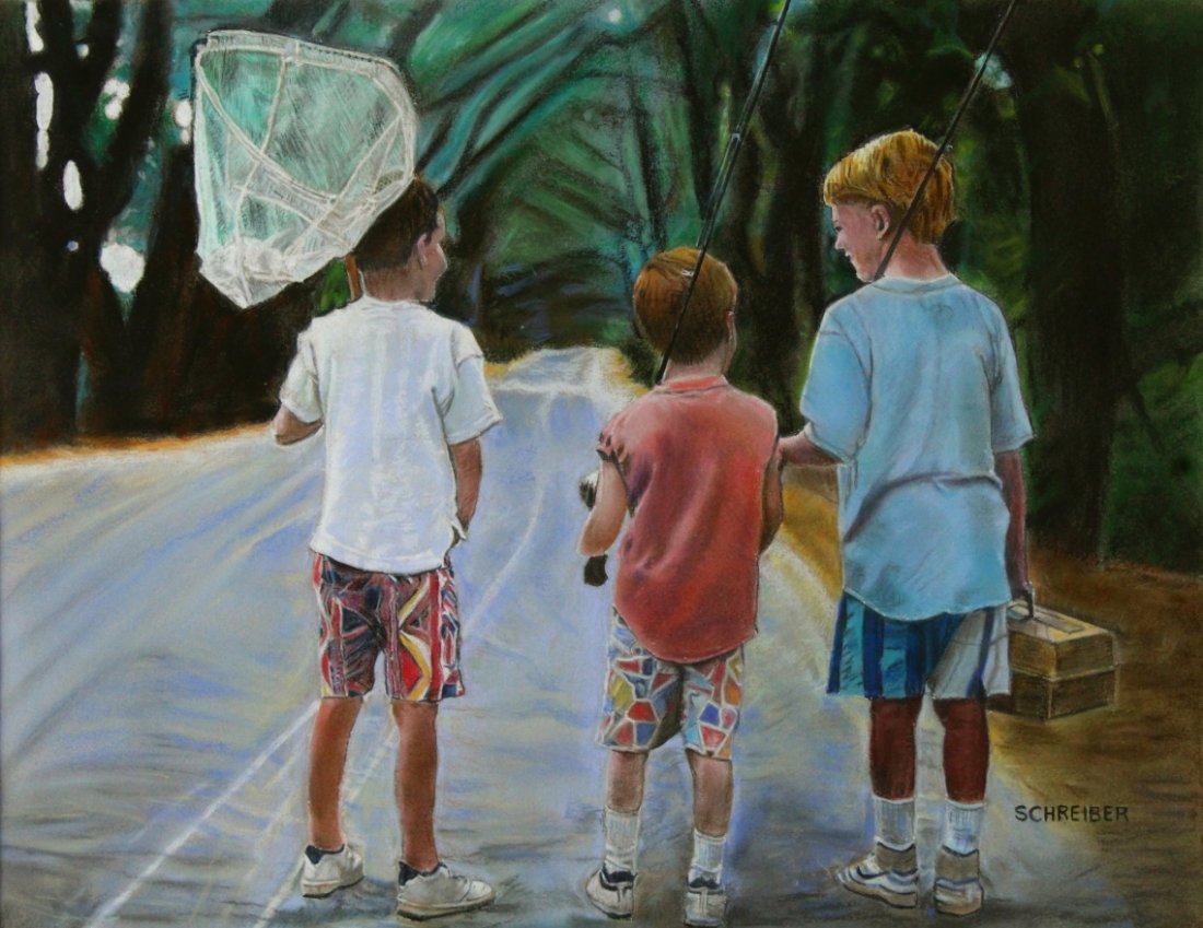 P/P 'Three Boys Going Fishing' Herman Schreiber (1 of 6)