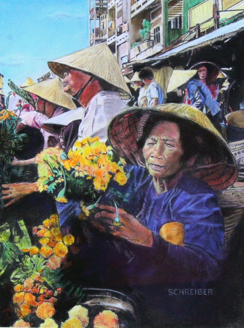 P/P 'Asian Flower Market' by Herman Schreiber (1 of 5)