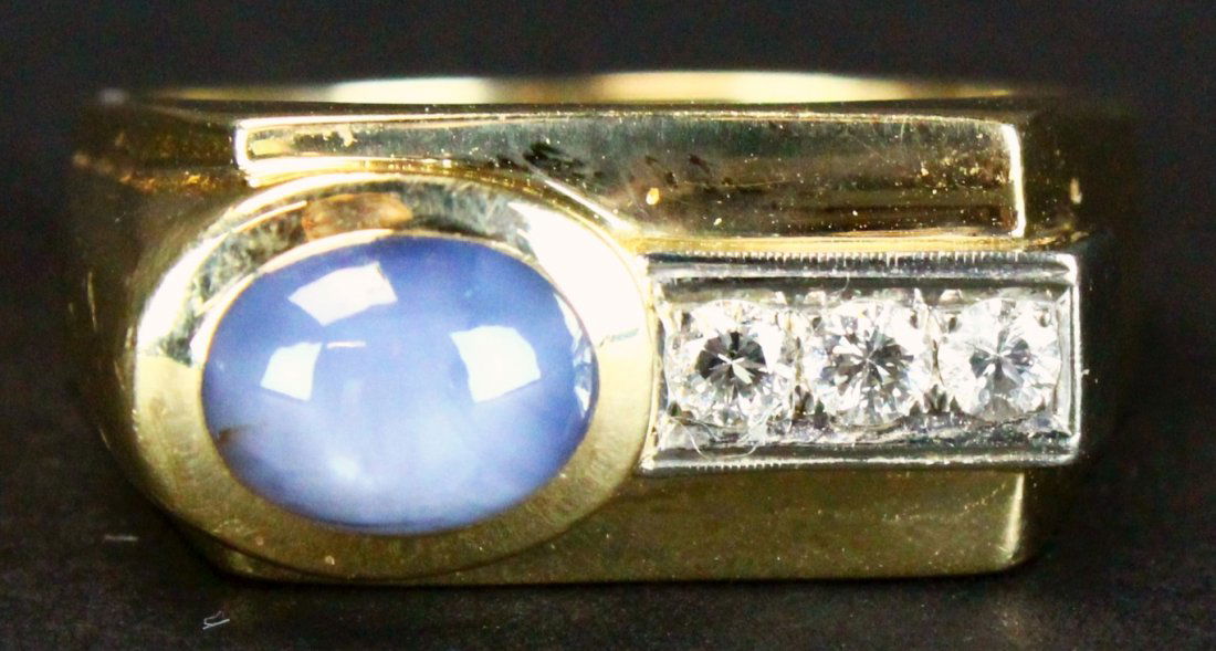 Ring, Man's Blue Star Sapphire & Diamonds, C.1969 (1 of 4)
