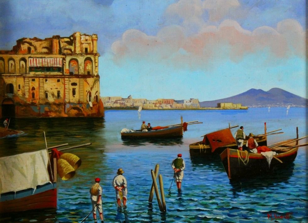 O/P Naples Italy, Harbor, Mariano Vassetti. (1 of 5)