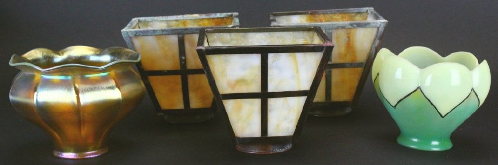 (5) Glass Lamp Shades, One Tiffany L. C. T. (1 of 8)