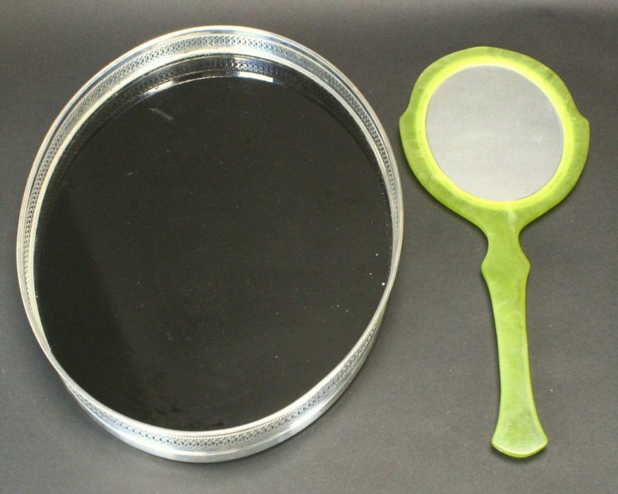 Dresser Tray, Ebony and Silver, Mirror (1 of 5)