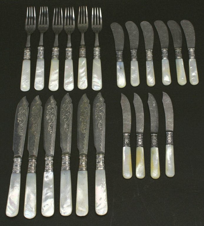 (22) Mother of Pearl Handled Silver Flatware (1 of 7)