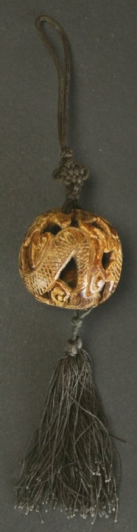 Chinese Carved Walnut Tassel (1 of 3)