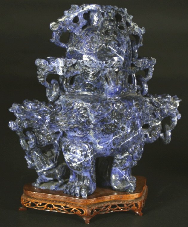Incense Burner, Carved Sodalite, Chinese (1 of 10)