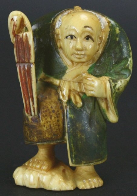 Netsuke Polychrome Ivory, Old Man (1 of 6)