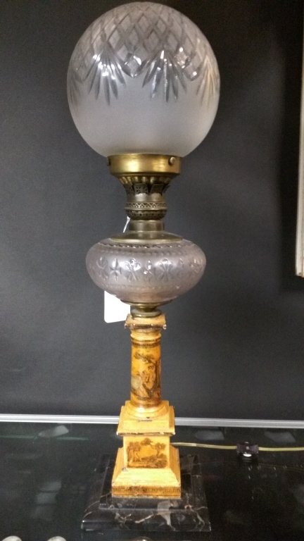 Lamp, Marble, Tole, Glass 19th C (1 of 4)