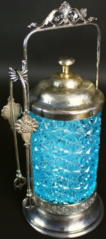Pickle Castor, Blue Glass, Silver (1 of 9)