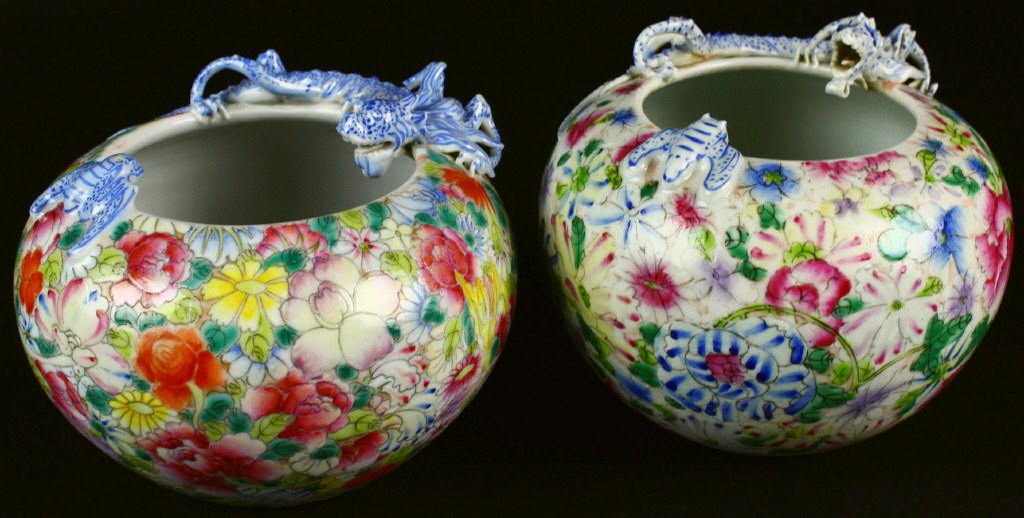 Vases (2), Famille Rose Bowl,Early 20th C. (1 of 10)