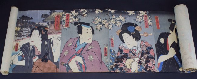 Sroll 24, Japanese Wood Block, Prints, 1850's, 20' (1 of 10)