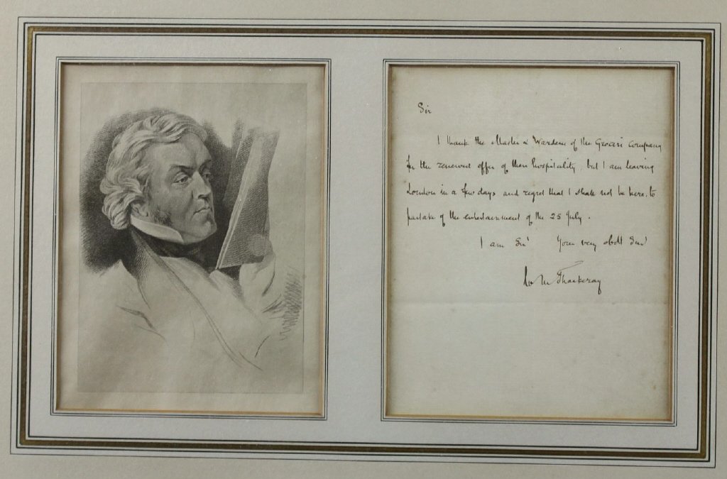 William Thackery, SIgned Letter , C. 1845 (1 of 8)
