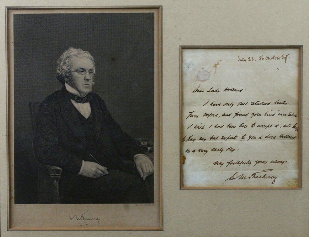 William Thackery SIgned Letter, C. 1856 (1 of 10)