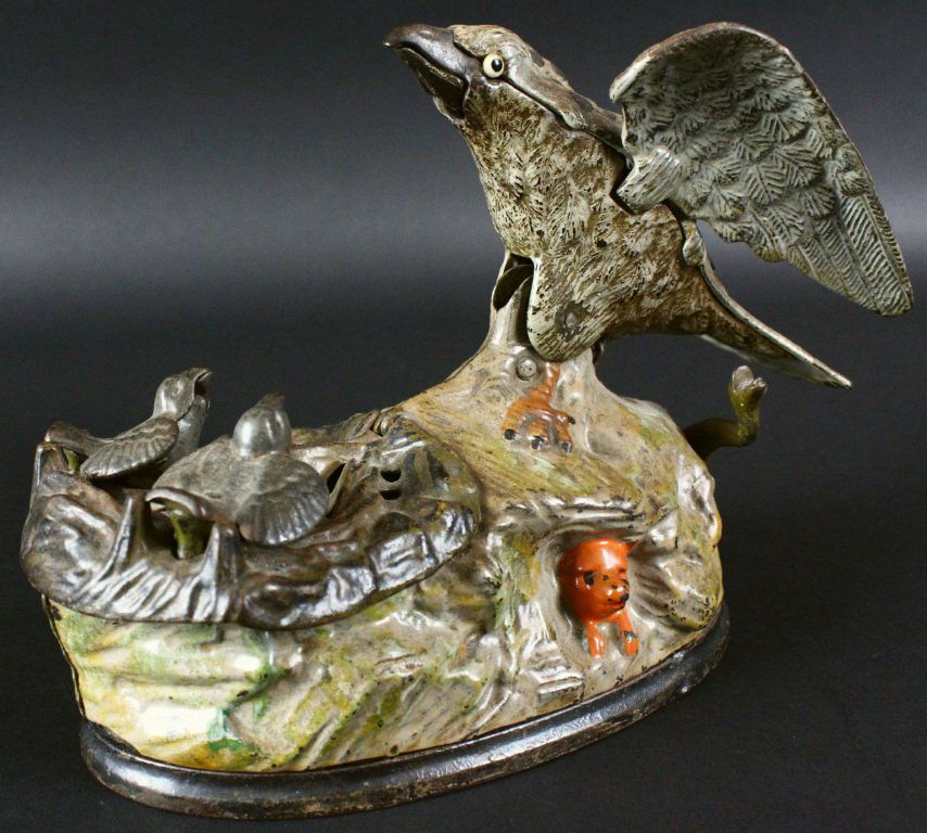 Bank, Cast Iron, Eagle w/ Eaglets, 19th C. (1 of 9)
