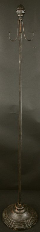 Adjustable Coat Rack, Iron, Acorn Finial, C. 1900 (1 of 8)
