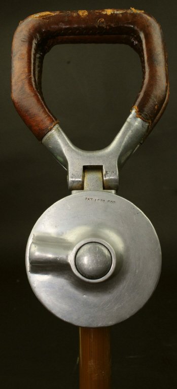 Gadget Cane, Tin, Leather Seat, C. 1900 (1 of 8)
