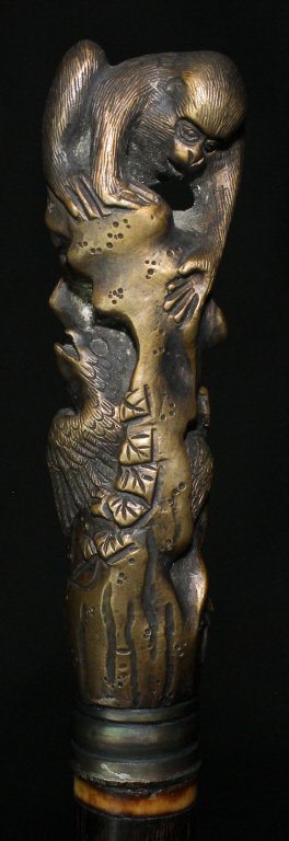 Cane, Bronze Monkey, Horn, C. 1900 (1 of 7)