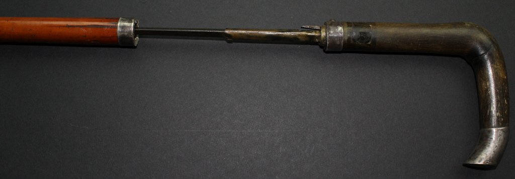 Gadget Cane, Sword, Malacca, Silver, Horn C. 1900 (1 of 10)