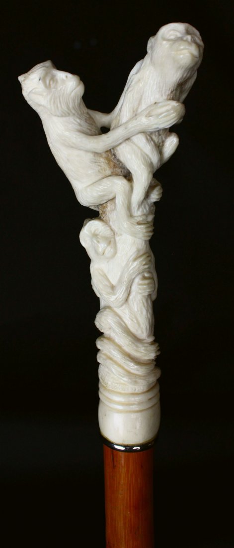 Cane, Stag Horn Carving, Bamboo (1 of 7)