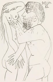 Pablo Picasso, 8.10.64. VI (Cramer 148), Le Goût du Bonheur, Limited Edition Mixed Media Lithograph