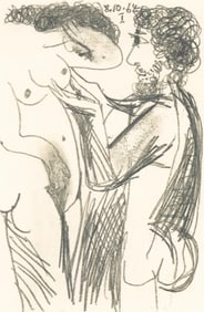 Pablo Picasso, 8.10.64. I (Cramer 148), Le Goût du Bonheur, Limited Edition Mixed Media Lithograph