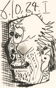 Pablo Picasso, 6.10.64. I (Cramer 148), Le Goût du Bonheur, Limited Edition Mixed Media Lithograph