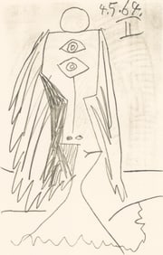 Pablo Picasso, 4.5.64. II (Cramer 148), Le Goût du Bonheur, Limited Edition Mixed Media Lithograph