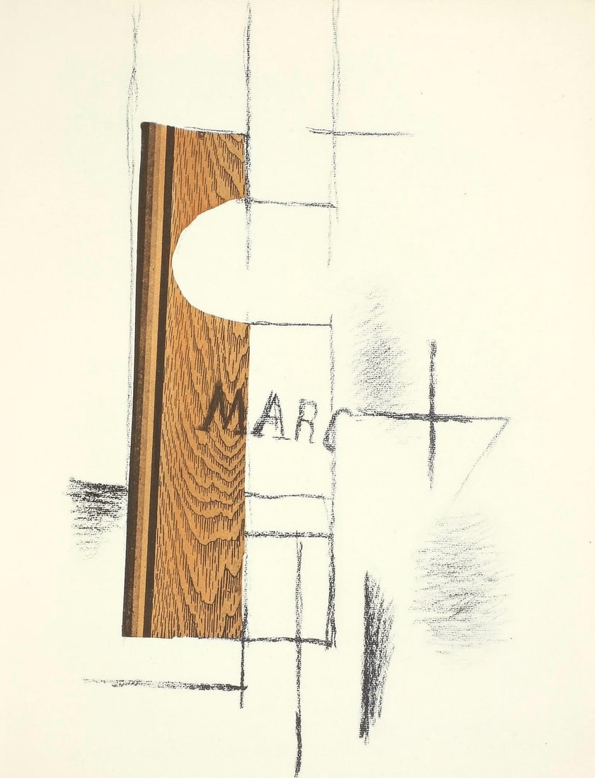 Georges Braque, La Bouteille de Marc, XXe siècle, Limited Edition Lithograph: Lithograph on vélin paper. Paper Size: 12.5 x 9.75 inches. Excellent condition. Inscription: Unsigned and unnumbered, as issued. Notes: From the volume, XXe Siècle, n°6, 1956. Published and printed
