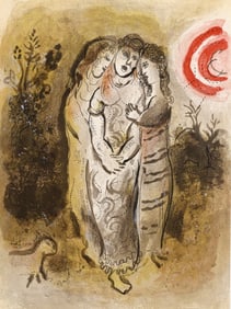 Marc Chagall, Naomi and her daughters-in-law (Mourlot 117-46; Cramer 25), Drawings from the Bible,